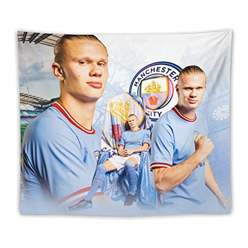 QINGRONG Erling Haaland Fußball Norwegen Sportman Poster Tapisserie Coole Kunstwerke Malerei Wandkunst Polyester Drucke Hängendes Bild Heimdekoration Wandteppiche Geschenkidee 127 x 152,4 cm von QINGRONG