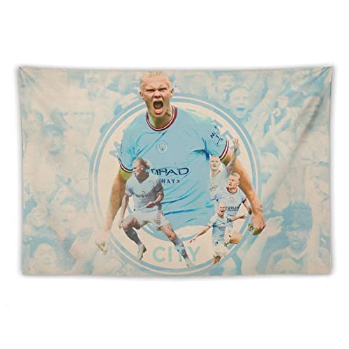 QINGRONG Erling Haaland Spieler Fußball Norwegen Poster berühmter Kunstdruck Polyester Gemälde Wandteppich Schlafzimmer Wohnkultur Geschenk Zimmer Ästhetisch 101,6 x 152,4 cm von QINGRONG