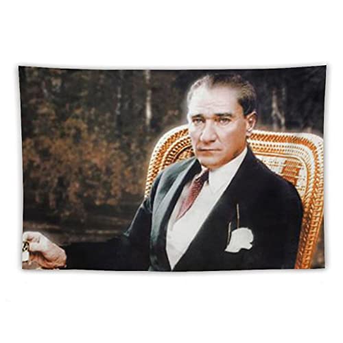 QINGRONG Mustafa Kemal Atatürk Poster Reformer Türkei Polyester Wandkunst Tapisserie Dekorativ Schlafzimmer Modern Home Druck Bild Kunstwerke Wandteppiche 101,6 x 152,4 cm von QINGRONG