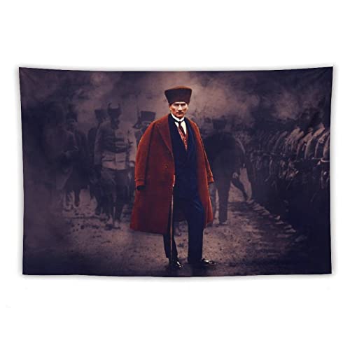 QINGRONG Portrait Mustafa Kemal Atatürk Poster berühmter cooler Wandteppich Kunstdrucke Wandmalerei Kunstwerke Wandteppiche Hängendes Bild Geschenk Schlafzimmer Wohnkultur 101,6 x 152,4 cm von QINGRONG