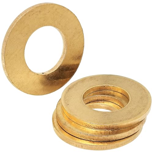5 Stück M14-Messing-Unterlegscheiben, Außendurchmesser 28 mm, Dicke 2 mm, Metall-Dichtungsringe für Schrauben, Bolzen, Muttern (5 Stück, M14 x 28 x 2 mm) von QINGSHENG