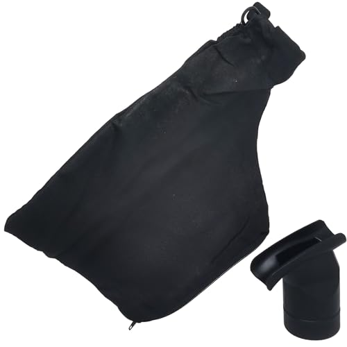 Schwarze Staubsammelbeutel mit Auslassanschluss für 255 Gehrungssäge, Kunststoff-Staubbeutel mit Reißverschluss und verstellbarer Halterung (1 Set, runder Bodenauslass) von QINGSHENG