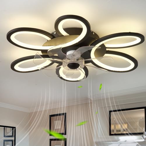 QINGYING Blume Deckenventilator Mit Beleuchtung Und Fernbedienung, Dimmbar Und Leise Led Lampe Mit Ventilator FüR Schlafzimmer 6 Gang Dc Memory Funktion Ventilator Mit Licht, Schwarz QINGYING Blume Deckenventilator Mit Beleuchtung Und Fernbedienung, Dimmbar Und Leise Led Lampe Mit Ventilator FüR Schlafzimmer 6 Gang Dc Memory Funktion Ventilator Mit Licht, Schwarz von QINGYING