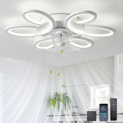 QINGYING Blume Deckenventilator Mit Beleuchtung Und Fernbedienung, Dimmbar Und Leise Led Lampe Mit Ventilator FüR Schlafzimmer 6 Gang Dc Memory Funktion Ventilator Mit Licht, Weiß QINGYING Blume Deckenventilator Mit Beleuchtung Und Fernbedienung, Dimmbar Und Leise Led Lampe Mit Ventilator FüR Schlafzimmer 6 Gang Dc Memory Funktion Ventilator Mit Licht, Weiß von QINGYING