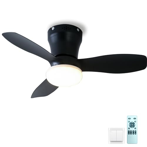 QINGYING Deckenlampe Mit Ventilator Und Fernbedienung, 3 Blatt Ventilator Lampe Mit LED Dimmbar, 6 Geschwindigkeit Schlafzimmer Deckenventilator Mit Beleuchtung Und Timer-Black QINGYING Deckenlampe Mit Ventilator Und Fernbedienung, 3 Blatt Ventilator Lampe Mit LED Dimmbar, 6 Geschwindigkeit Schlafzimmer Deckenventilator Mit Beleuchtung Und Timer-Black von QINGYING