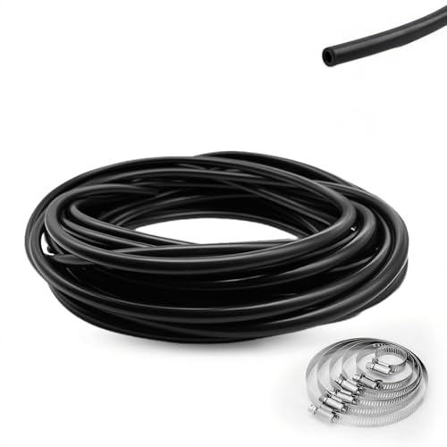 6 Meter Unterdruckschlauch KFZ Innendurchmesser 3mm Außendurchmesser 7mm Vakuum Silikonschlauch Auto, Hochtemperatur Vakuumschlauch mit 6 Klemmen Ø6-12mm (Schwarz) von QINGYIWL