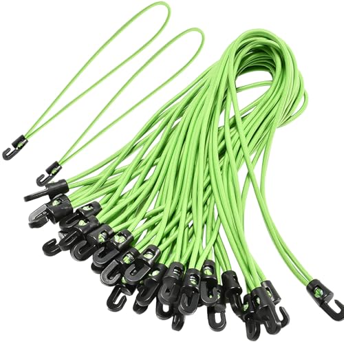 QINGYIWL 20 Stück Spanngummi mit Haken, 26.5 cm Expander mit Haken, Multifunktional Planenspanner Gummispanner mit Haken für Camping Planen, Anhängerplane (Grün) von QINGYIWL