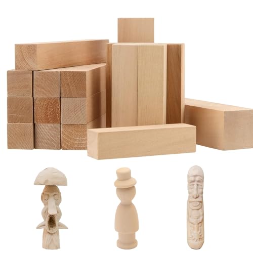 QINGYIWL 24 Stück Schnitzholz Linde, Lindenholz zum Schnitzen, Holzblock Unbehandelt Holzblöcke, Holz Rohlinge zum Drechseln und Holz Schnitzen, Schnitzholz für Kinder Erwachsene, 10×2,5×2,5 cm von QINGYIWL