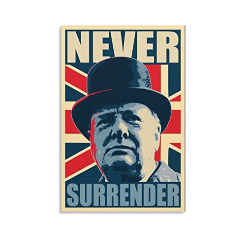 QINGYUAN Winston Churchill Never Surrender motivierende inspirierende Zitate Poster Heimdekoration Poster Wandkunst Schlafzimmer dekorative Raumästhetik 30 x 45 cm von QINGYUAN