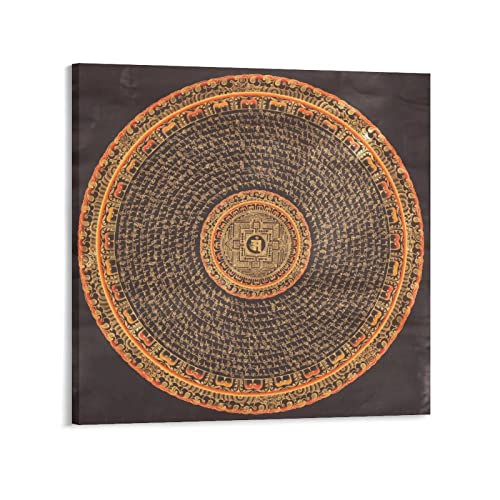 Tibetisches, buddhistisches Mantra-Mandala-Buddhismus, Religion, Meditationsposter, Buddha-Kunstwerke, Leinwand, ästhetisch, für Zimmer, Wandkunst, moderne Dekoration, 50 x 50 cm von QINGYUAN