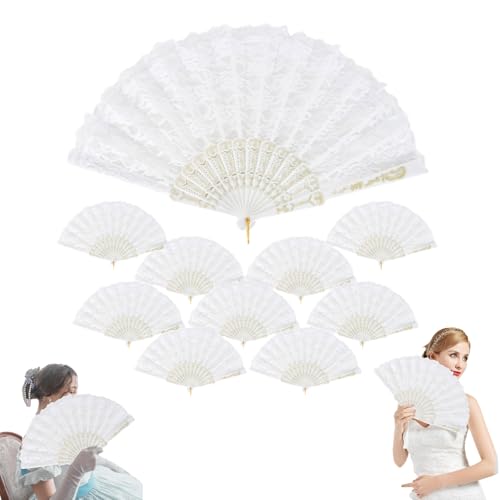 10 Pack Handfächer Spitze Weiß, Hochzeitsfächer, Brautfächer, Vintage Faltfächer, Tanzfächer für Hochzeit, Gastgeschenk und Deko, für Sommer Party, DIY und Tanz 10 Pack Handfächer Spitze Weiß, Hochzeitsfächer, Brautfächer, Vintage Faltfächer, Tanzfächer für Hochzeit, Gastgeschenk und Deko, für Sommer Party, DIY und Tanz von QINGZY