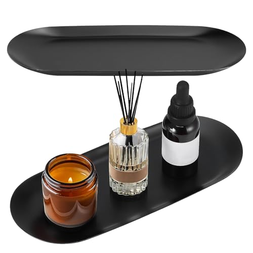 2 Stück Deko Tablett Edelstahl, Serviertablett Metall Oval 23 x 9,5 cm, Schmuck Tablett Klein, Ablageschale Keramik Schwarz für Desserts, Kosmetik, Schmuck, Kerzen, Schlüssel 2 Stück Deko Tablett Edelstahl, Serviertablett Metall Oval 23 x 9,5 cm, Schmuck Tablett Klein, Ablageschale Keramik Schwarz für Desserts, Kosmetik, Schmuck, Kerzen, Schlüssel von QINGZY