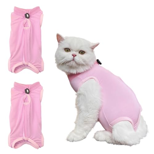 2 Stück Katzenbody nach OP, Anti-Leck Erholungsanzug für Katze nach Kastration oder Operation, Recovery Suit für Katzen Bauchwunden oder Hautkrankheiten (L) von QINGZY