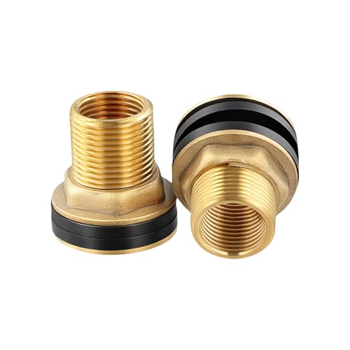 2 Stück Tankverschraubung Inklusive, Tankdurchführung aus Messing als Anschluss für 3/4 Zoll Wasserhahn oder Zapfhahn inklusive 2 Dichtungen 304 Stainless Steel Bulkhead Water Tank Fitting von QINGZY