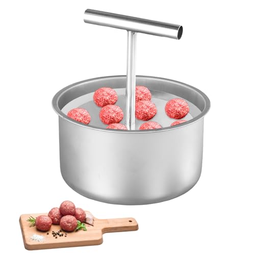 Edelstahl Fleischbällchen Former, 12 Löcher Fleischbällchen Presse, Frikadellenformer Hohes Volumen, Manueller Hackbällchen Former, Frikadellenform für Perfekte Fleischklöße, Garnelenbällchen von QINGZY
