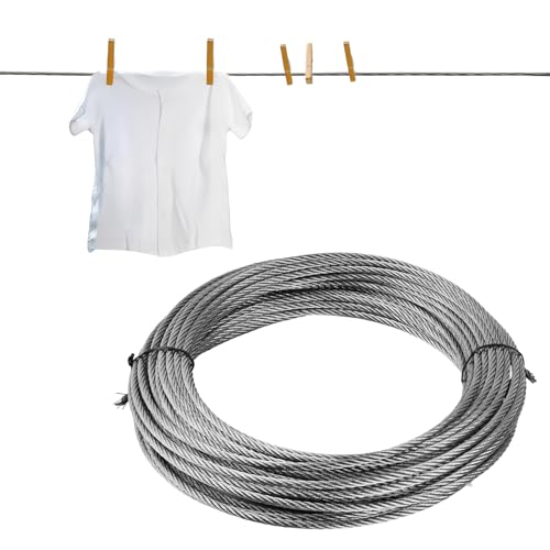 Edelstahlseil 7x7, Drahtseil 304 Edelstahl, 20 Meter Metall Stahlseil Kit 4mm, Stainless Steel Wire Rope Spanndraht Stahlseil Stahldrahtseil für Gardinenseil, Kabelgeländer, Außen Garten Hängen Edelstahlseil 7x7, Drahtseil 304 Edelstahl, 20 Meter Metall Stahlseil Kit 4mm, Stainless Steel Wire Rope Spanndraht Stahlseil Stahldrahtseil für Gardinenseil, Kabelgeländer, Außen Garten Hängen von QINGZY