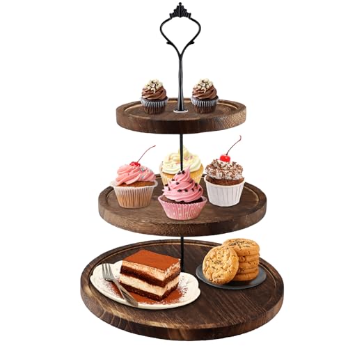 Etagere 3 Etagen, Tortenständer Holz, Cupcake Ständer mit Metallgriff, Kuchenständer Kuchenplatte, Obst Etagere 3 Stöckig, Servierständer Rund, Buffet Zubehör für Geburtstag Nachmittagstee Hochzeit Etagere 3 Etagen, Tortenständer Holz, Cupcake Ständer mit Metallgriff, Kuchenständer Kuchenplatte, Obst Etagere 3 Stöckig, Servierständer Rund, Buffet Zubehör für Geburtstag Nachmittagstee Hochzeit von QINGZY