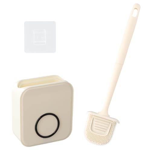Klobürste Silikon, Tiefenreiniger Toilettenbürste, WC Bürste & Klobürstenhalter, Wand-WC Bürste mit Lüftungsschlitzen, Toilettenbürstenhalter Ohne Bohren, Antibakteriell Bürstengarnitur Beige Klobürste Silikon, Tiefenreiniger Toilettenbürste, WC Bürste & Klobürstenhalter, Wand-WC Bürste mit Lüftungsschlitzen, Toilettenbürstenhalter Ohne Bohren, Antibakteriell Bürstengarnitur Beige von QINGZY