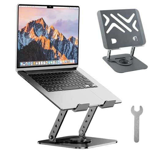 Laptop Ständer, Notebook Ständer Höhenverstellbar rutschfest, 360° Laptopständer Faltbarer Tragbarer, Notebook Ständers Einfache Wärmeableitung Kompatibel von QINGZY