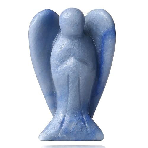QINJIEJIE Blauer Aventurin Engel Figur Schutzengel Natürliche Kristalle Edelsteine Heilung Kristall Wächter Statue Reiki Engel Figur Angel Deko Geschenke von QINJIEJIE