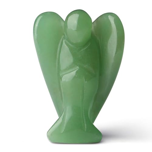 QINJIEJIE Grün Aventurin Engel Figur Schutzengel Natürliche Kristalle Edelsteine Heilung Kristall Wächter Statue Reiki Engel Figur Angel Deko Geschenke von QINJIEJIE