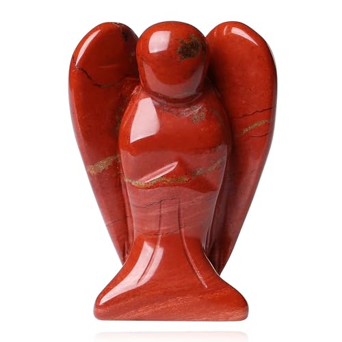 QINJIEJIE Engel Figur Red Jasper Schutzengel Natürliche Kristalle Edelsteine Heilung Kristall Wächter Statue Reiki Engel Figur Angel Deko Geschenke von QINJIEJIE