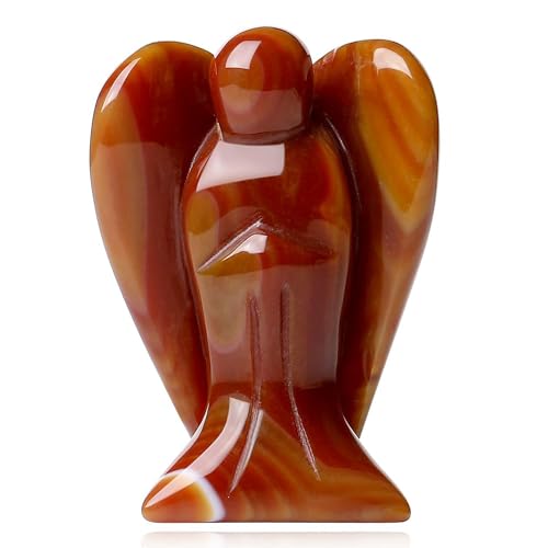 QINJIEJIE Engel Figur Karneol Schutzengel Natürliche Kristalle Edelsteine Heilung Kristall Wächter Statue Reiki Engel Figur Angel Deko Geschenke von QINJIEJIE
