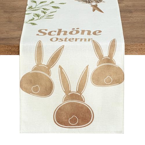 QINJIEJIE TischläUfer Ostern Linen Oster Hase Osterei Ostern Deko Table Runner Abwaschbar für Ostern Party Raum Zuhause Küche Esstisch Festival Dekoration 180x35cm von QINJIEJIE