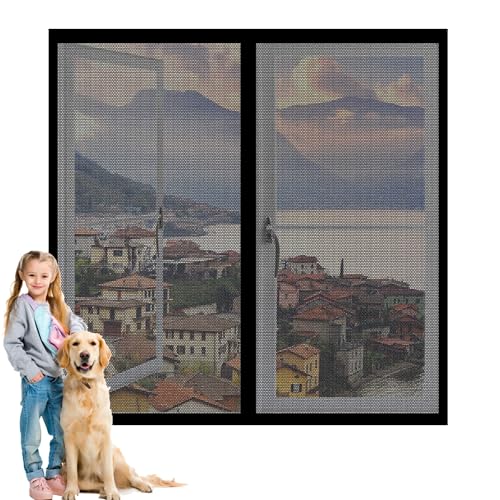 Insektenschutz für Fenster Und Türen 125 x 205 cm Insektenschutz Magnetischer Fliegenvorhang Ohne Bohren Atmungsaktiv Selbstschließend für Insekten Fernzuhalten, Schwarz von QINLIGAO