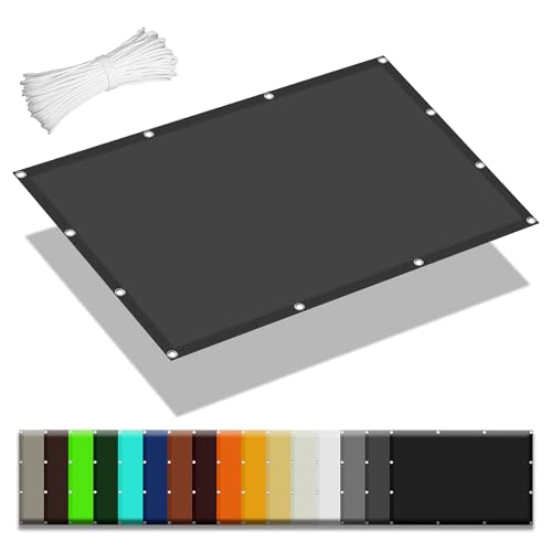 Sonnensegel 3.5 x 6 m Rechteckig Wasserdicht Sonnenschutz Windschutz Wasserdicht Rechteckig mit Ösen Segeltuch 4 × 1.5 M Seile für Garten Terrasse Camping Outdoor, Dunkelgrau von QINLIGAO