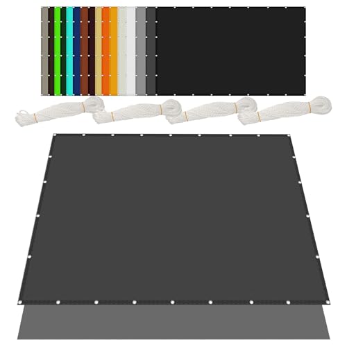 Sonnensegel Rechteckig mit Ösen 6.5 x 7 m Rechteckig Wasserdicht 98% UV Schutz Schattiernetz mit Ösen mit Spannseilen mit für Terrasse Balkon, Dunkelgrau von QINLIGAO