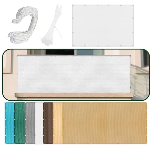 Sonnensegel Sonnenschutz Windschutz 330 x 420 cm Rechteckig Atmungsaktiv Sonnenschutz Windschutz Schattiernetz mit Spannseilen mit Ösen für Patio Hinterhof Rasengarten, Weiß von QINLIGAO