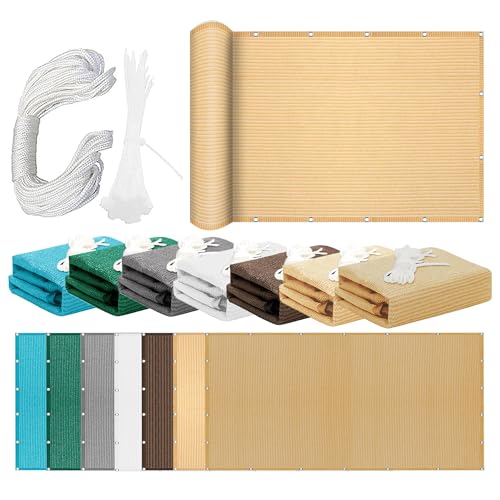 Sonnensegel Sonnenschutz Windschutz 341 x 345 cm Rechteckig Atmungsaktiv Sonnenschutz Windschutz Schattierungsgewebe mit Ösen Und Befestigungsseile für Terrasse Balkon, Creme Farben Sonnensegel Sonnenschutz Windschutz 341 x 345 cm Rechteckig Atmungsaktiv Sonnenschutz Windschutz Schattierungsgewebe mit Ösen Und Befestigungsseile für Terrasse Balkon, Creme Farben von QINLIGAO