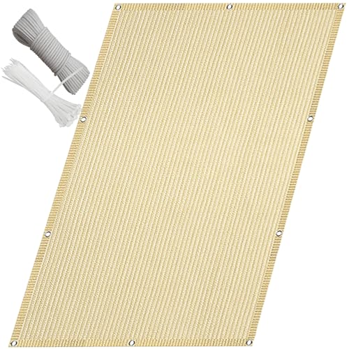 QINLIQIN Balkon Sichtschutz 40 x 240 cm Balkon Sichtschutz Zaunblende Blickdichte Windschutz Und Uv-Schutz mit Befestigungsschnur Kabelbinder für Geländer, Creme Farben von QINLIQIN