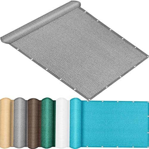 QINLIQIN Balkon Sichtschutz Wetterfest 175 x 390 cm Stoff für Balkongeländer Uv-Schutz Wind Und Wetterfest mit Befestigungsschnur Kabelbinder für Terrassen Swimming Pool, Hellgrau von QINLIQIN