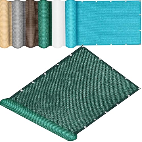 QINLIQIN Balkonabdeckung 100 x 335 cm Blickdicht Balkonnetz Uv-Schutz PES Wetterfester mit Ösen, Nylon Kabelbinder Und Kordel für Terrassen Swimming Pool, Dunkelgrün von QINLIQIN
