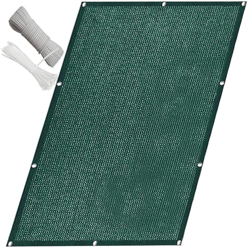 QINLIQIN Balkonbespannung 120 x 160 cm Blickdicht Balkonnetz Uv-Schutz PES Wetterfester mit Ösen, Nylon Kabelbinder Und Kordel für Terrassen Swimming Pool, Dunkelgrün von QINLIQIN