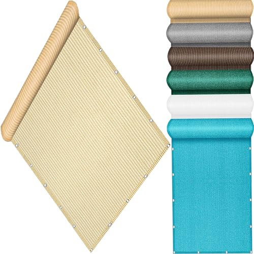 QINLIQIN Balkonverkleidung 159 x 225 cm Blickdicht Balkonnetz Blickdichte Windschutz Reißfest mit Befestigungsschnur Kabelbinder für Terrasse, Garten, Creme Farben von QINLIQIN