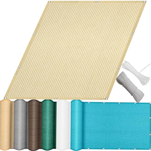 QINLIQIN Sonnensegel inkl Befestigungsseile 0.9 x 1.8 m Garten Zaunblende Wind-Und Uv-Schutz Staubschutz mit Ösen, Nylon Kabelbinder Und Kordel für Balkon Geländer, Creme Farben QINLIQIN Sonnensegel inkl Befestigungsseile 0.9 x 1.8 m Garten Zaunblende Wind-Und Uv-Schutz Staubschutz mit Ösen, Nylon Kabelbinder Und Kordel für Balkon Geländer, Creme Farben von QINLIQIN