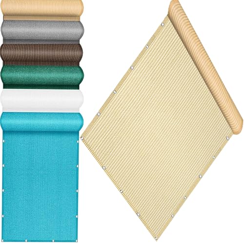 QINLIQIN Sonnensegel inkl Befestigungsseile 80 x 170 cm Balkonumspannung Sichtschutz Uv-Schutz PES Wetterfester mit Ösen, Nylon Kabelbinder Und Kordel für Terrasse, Garten, Creme Farben von QINLIQIN