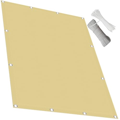 Sonnensegel Wasserdicht Rechteckig 2 x 2.3 m Uv-Schutz Wetterfest Rechteck Sichtschutz Terrasse Segel Baldachin mit Ösen Und Befestigungsseile für Gärten, Innenhöfen, Creme Farben von QINLIQIN