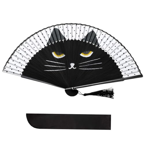 Fächer, Handfächer mit Quaste, Katzenmuster Fächer Klein, Japan/Chinesische Deko Bambus Fächer, Faltbar Handfächer für Hochzeiten, Cosplay, Party, Haus Dekorationen, Sommer Geschenk Fächer, Handfächer mit Quaste, Katzenmuster Fächer Klein, Japan/Chinesische Deko Bambus Fächer, Faltbar Handfächer für Hochzeiten, Cosplay, Party, Haus Dekorationen, Sommer Geschenk von QINQINZIJIN