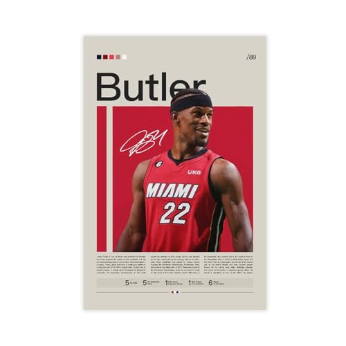QINQUAN Jimmy Butler Poster, Basketball, Leinwand, Poster, Schlafzimmer-Dekor, Sportlandschaft, Büro, Raumdekoration, Geschenk, Unrahmen: 30 x 45 cm von QINQUAN
