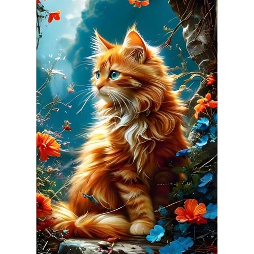 QINRUBB DIY Orange Katze Diamant Painting Bilder Anfänger, 5D Niedliches Kätzchen Diamond Painting Erwachsene, Runder Vollbohrer Blumen Diamant Kunst Kits Kreuzstich Home Wand Dekor 30x40 cm QINRUBB DIY Orange Katze Diamant Painting Bilder Anfänger, 5D Niedliches Kätzchen Diamond Painting Erwachsene, Runder Vollbohrer Blumen Diamant Kunst Kits Kreuzstich Home Wand Dekor 30x40 cm von QINRUBB