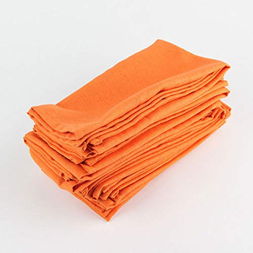 QINS Set von 12 Stück Stoff Servietten 40x40Cm Baumwolle Leinen Servietten Tischset Esstisch Servietten Matte Kinder Tisch Serviette Stoff, Orange von QINS