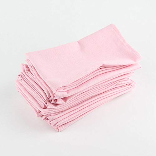 QINS Set von 12 Stück Stoff Servietten 40x40Cm Baumwolle Leinen Servietten Tischset Esstisch Servietten Matte Kinder Tisch Serviette Stoff, Pink von QINS