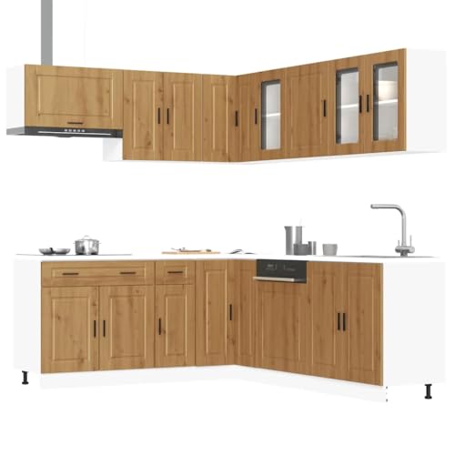 11-TLG. Küchenschrank-Set Porto Artisan-Eiche Holzwerkstoff 11-teilige Küchenzeile mit elegantem Design und reichlich Stauraum, Küchenschrank-Set mit verstellba 11-TLG. Küchenschrank-Set Porto Artisan-Eiche Holzwerkstoff 11-teilige Küchenzeile mit elegantem Design und reichlich Stauraum, Küchenschrank-Set mit verstellba von QINXIXINAIXI