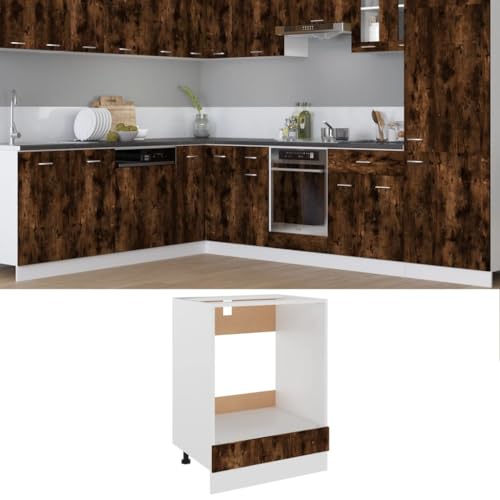 Herdumbauschrank Lyon Räuchereiche Moderner Küchenschrank aus Eichenholz mit viel Stauraum und elegantem Design 60x46x81,5 cm Holzwerkstoff Herdumbauschrank Lyon Räuchereiche Moderner Küchenschrank aus Eichenholz mit viel Stauraum und elegantem Design 60x46x81,5 cm Holzwerkstoff von QINXIXINAIXI