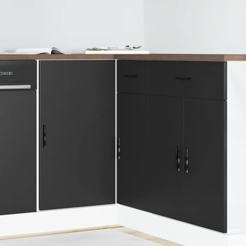 Küchenunterschrank Lyon Schwarz Holzwerkstoff Moderner Küchenschrank aus Eichenholz mit viel Stauraum und elegantem Design Küchenunterschrank Lyon Schwarz Holzwerkstoff Moderner Küchenschrank aus Eichenholz mit viel Stauraum und elegantem Design von QINXIXINAIXI