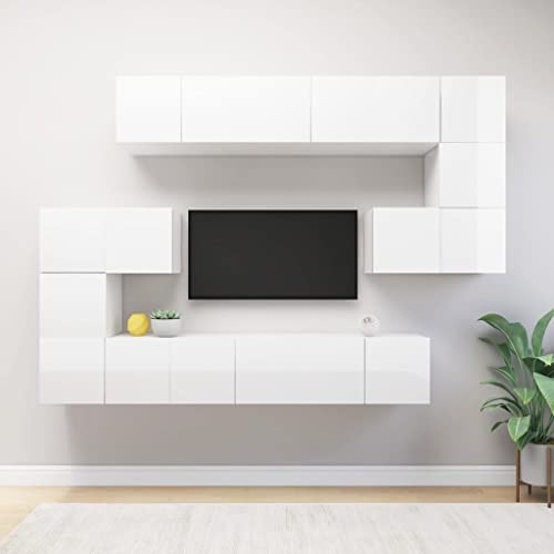 QINXIXINAIXI 10-TLG. TV-Schrank-Set Weiß Holzwerkstoff tv kommode tv Bank Fernsehschrank Fernseher kommode von QINXIXINAIXI